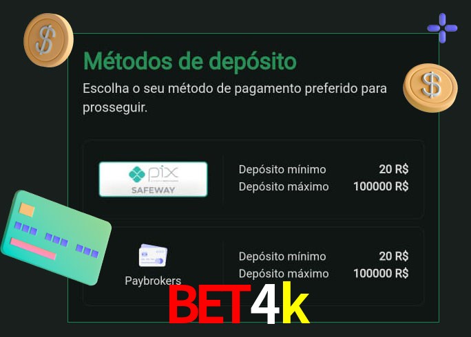 O cassino bet4k oferece uma grande variedade de métodos de pagamento